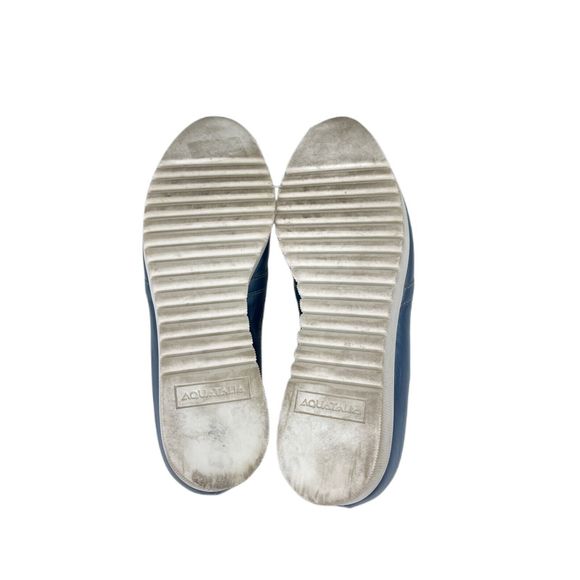 AQUATALIA 8 Shoes Blue Leather Slip-On Loafer Platform Womens Made Italy - Picture 6 of 7